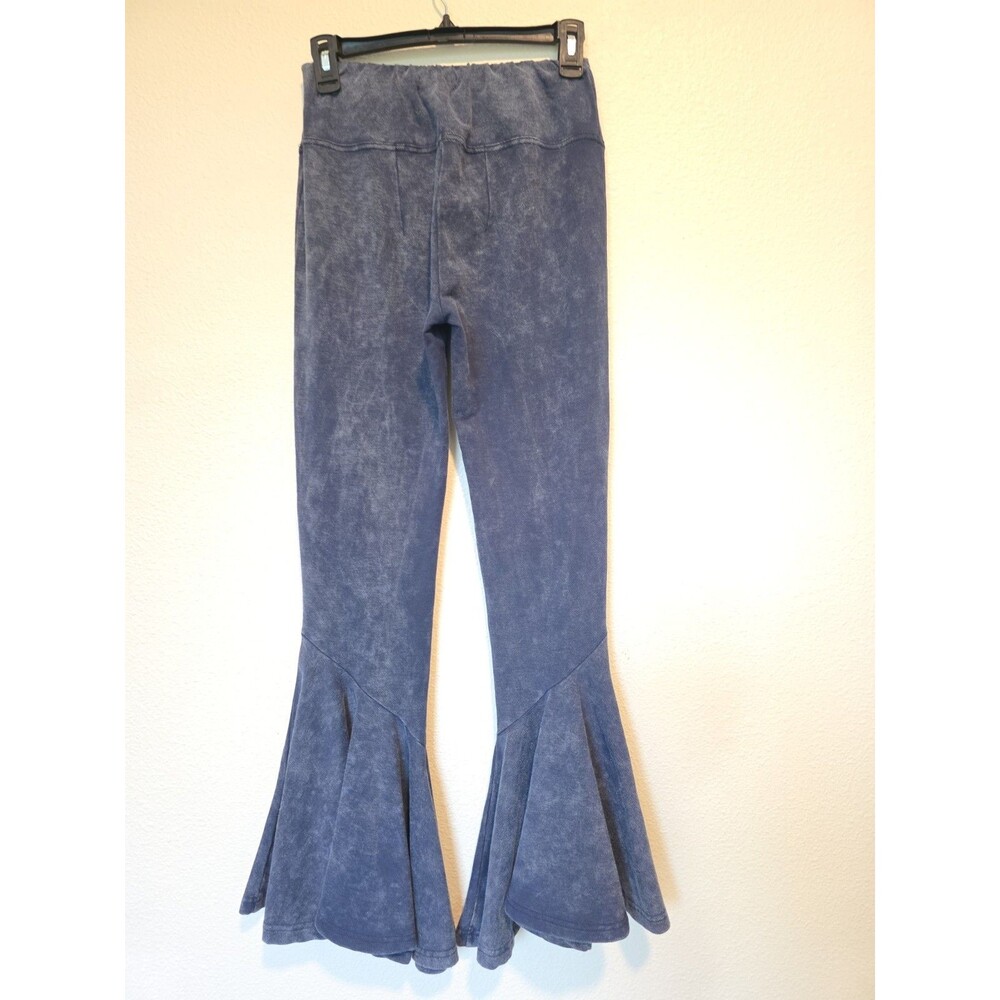 NWT Earthbound Flower Child Blue Flare Pants Medium Bell Bottom Boho - Picture 2 of 9